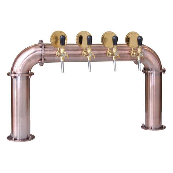 BDT-BR4V Beverage dispense tower “Bridge” for 4pcs of beverage taps - Copper design with protective varnish
