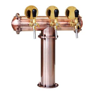 BDT-CT3TAU-ECS : Beverage dispense tower Classic-T (copper design) with 3 Aurora taps and standard medailons