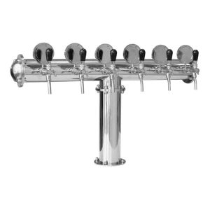 BDT-CT6TAU-EPS : Beverage dispense tower Classic-T (polished steel) with 6 Aurora taps and standard medailons