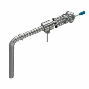 Adjustable rotary arm for discharging of products from cylindrical-conical tank 300 liters above the level of yeast