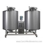 Modulo wort cooling module with integrated both hot water tank and cold water tank