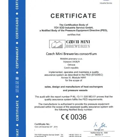 PED-C : PED 2014/68/EU – the European certificate for the pressure equipment