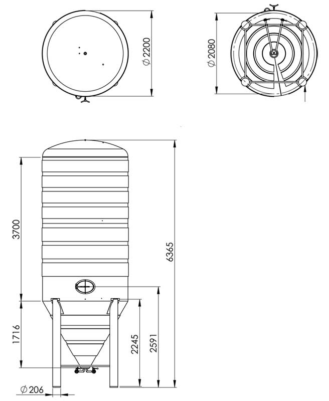 CCT-16000C fermenter - dimensions