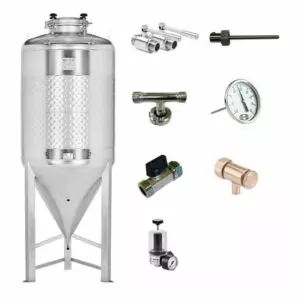 CCT-SLP-1000DE : Cylindrically-conical fermentation-maturation tank 1000/1200 liters 1.2 bar (simplified fermenter)
