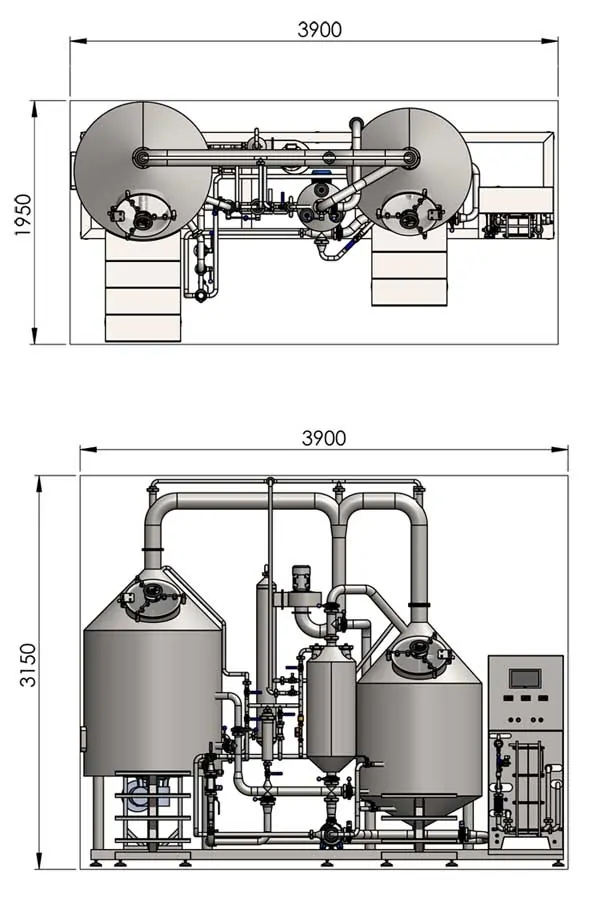 BREWORX CLASSIC-ECO 300 brewhouse dimensions
