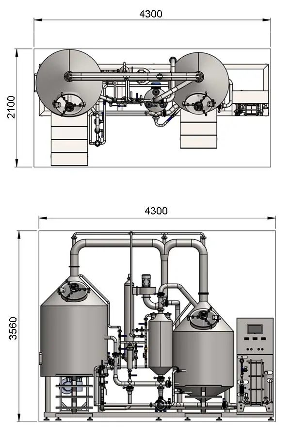 BREWORX CLASSIC-ECO 500 : Wort brew machine - the brewhouse - dimensions