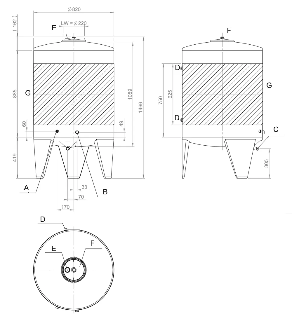 CFT-SNP-400H drawings and description of the fermentor