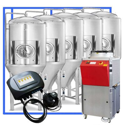 CFSCT1-5xCCT4000SHP3ATC : Complete fermentation set with 5xCCT-SHP3 5500 liters and automatic temperature control