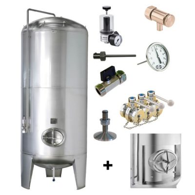 CFT-SHP3-1000DE : Cylindrical tank / fermentor 1000/1150 liters 3.0 bar (non-insulated / insulated)
