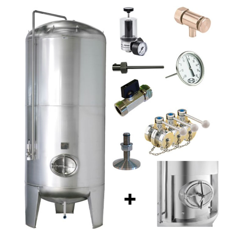 CFT SHP3 1000DEI - CFT-SHP3-2000DE : Cylindrical tank / fermentor 2000/2400 liters 3.0 bar (non-insulated / insulated) - vertical-insulated-bright-beer-tanks, vertical-insulated, vertical-non-insulated-bright-beer-tanks, vertical-non-insulated