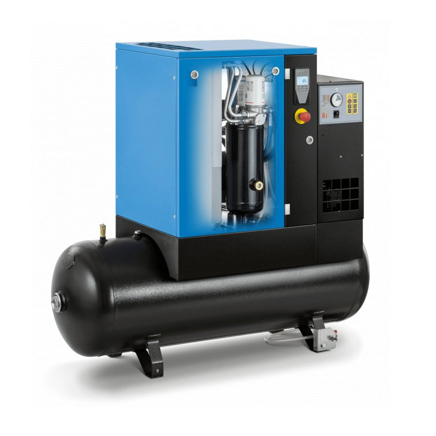 ACO-780-200SO : Oil screw air compressor 46.8 m3/h (780 l/min) with pressure tank 200 liters, with air dryer