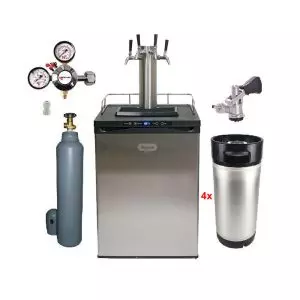 KGR-4TKLXC : Kegerator Kegland Series X – Compact refrigerator for 4 kegs, beer dispense tower with four taps – Complete set