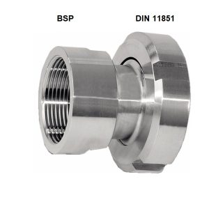 PF-PADC15FG12F : Pipe adapter DIN 11851 DN15 female to BSP/G 1/2″ female, Stainless steel