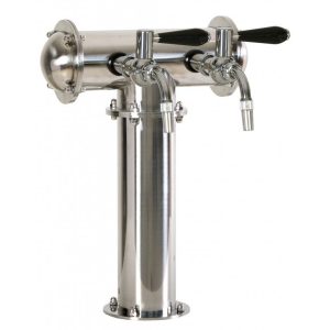 BDT-CT2TGL-EPS : Beverage dispense tower Classic-T (polished steel) with 2 “GLOBAL” taps and LED medailons