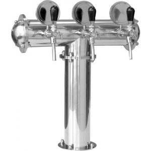 BDT-CT3TAU-EPS : Beverage dispense tower Classic-T (polished steel) with 3 Aurora taps and standard medailons