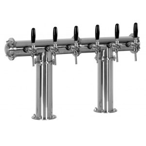 BDT-CTT6TAU-EPS : Beverage dispense tower Classic-TT (polished steel) with 6 Aurora taps and standard medailons