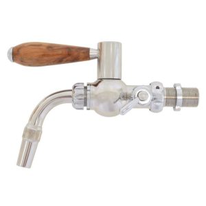 DTP-GL100CW : The “GLOBAL” ball beer dispensing tap with the foam compensator / stainless steel core / chrome design / wooden handle
