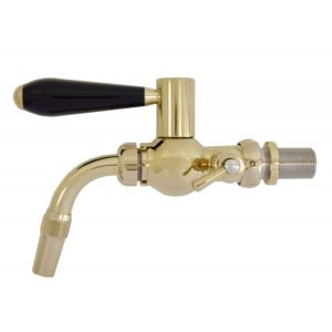 DTP-GL100GP : The “GLOBAL” ball beer dispensing tap with the foam compensator / stainless steel core / gold design / black plastic handle