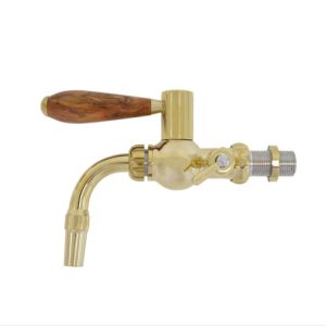 DTP-GL100GW : The “GLOBAL” ball beer dispensing tap with the foam compensator / stainless steel core / gold design / wooden handle