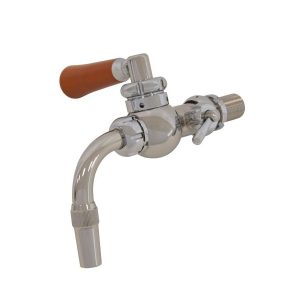 DTP-RO100CW : The “ROYAL” ball beer dispensing tap with the foam compensator / stainless steel core / chrome design / wooden handle