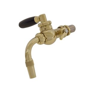 DTP-RO100GP : The “ROYAL” ball beer dispensing tap with the foam compensator / stainless steel core / gold design / black plastic handle