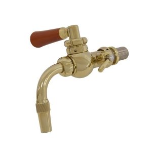 DTP-RO100GW : The “ROYAL” ball beer dispensing tap with the foam compensator / stainless steel core / gold design / wooden handle