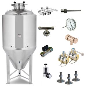 CCT-SHP-2000DIN : Cylindrically-conical fermentation-maturation tank 2000/2400 liters 2.5 bar (simplified fermenter) | DIN 11851