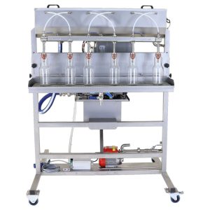 GBBFU-6 : Semi-automatic gravity filling machine for bottles, Bag-In-Box and Pouch-Up bags, with the buffer tank