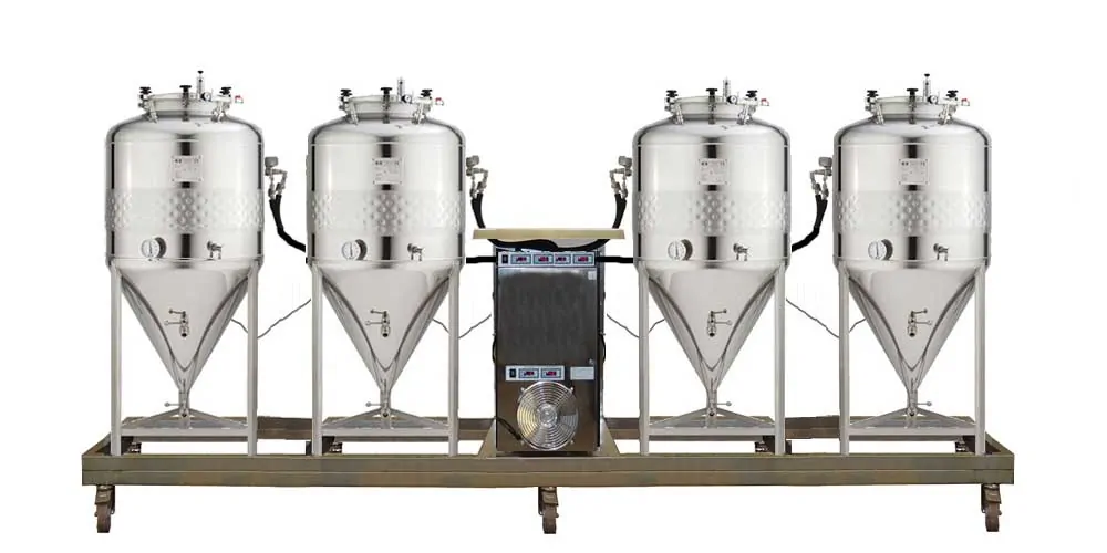 Compact fermentation units with the independent cooling system and simplified CCT-SHP cylindrically-conical fermentors