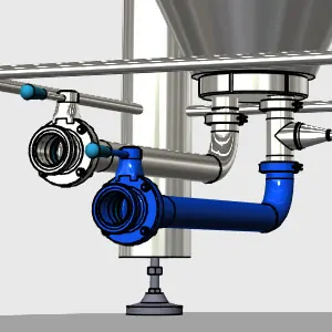 Filling-draining pipes for CCT-M modular fermentation tanks