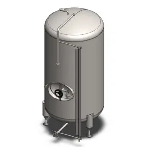 BBTVN-500C : Cylindrical pressure tank for storage and final conditioning of carbonated beverage before bottling, vertical, non-insulated, 500/618L, 0.5/1.5/3.0bar