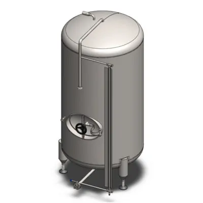 BBTVN-750C : Válcová tlaková nádrž pro skladování a konečnou úpravu syceného nápoje před plněním do lahví, vertikální, neizolovaná, 750/869L, 0.5/1.5/3.0 bar