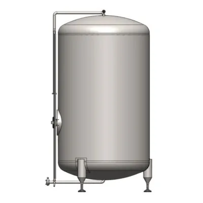 BBTVN-750C : Válcová tlaková nádrž pro skladování a konečnou úpravu syceného nápoje před plněním do lahví, vertikální, neizolovaná, 750/869L, 0.5/1.5/3.0 bar