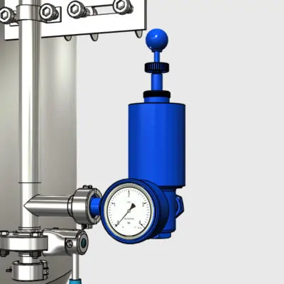 MTS-RV1-DN25TC : Spunding adjustable pressure relief valve with manometer and air-lock for fermenters