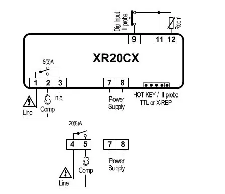 XR20CX scheme01 - XR20CX - Microprocessor temperature regulator - sttc, dtc