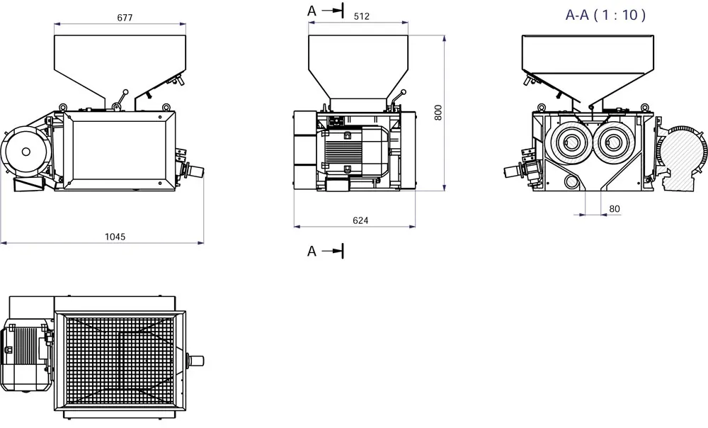 mmr 300 description machine - MMR-300 : Malt mill - machine to squeezing of malt grains, 5.5 kW 1200-1800 kg/hr - wide rollers - malt-mills-crushers