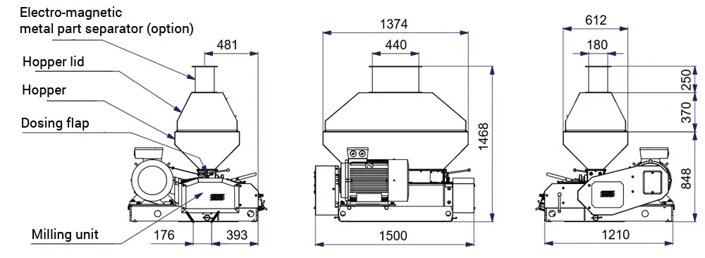 mmr 900 description - MMR-900 : Malt mill - machine to squeezing of malt grains, 37kW 6000-8000 kg/hr - wide rollers - malt-mills-crushers