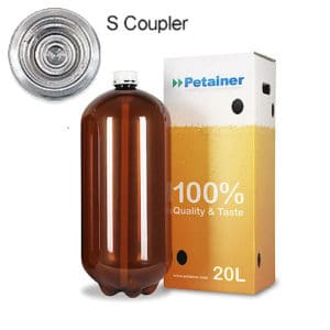 80xPETA-20CLSB 80pcs Petainer Keg 20 liters classic S-coupler with white box